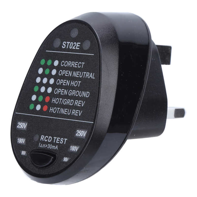 ST02E/ST02 Socket Tester with LED Display Power Polarity Detector for Home UK/AU Plug 100-240V