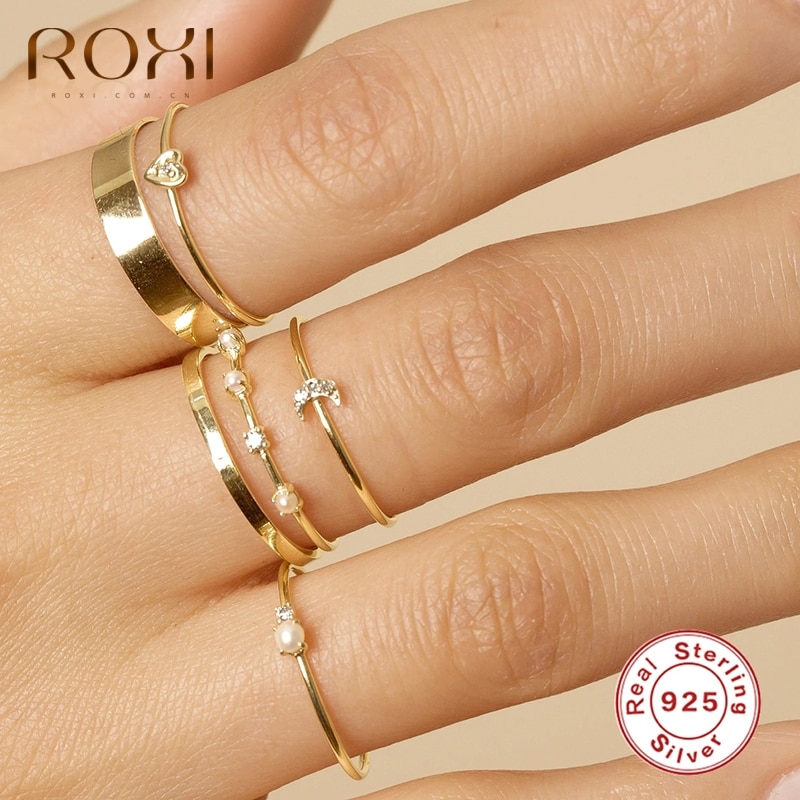 ROXI perlas circonita compromiso de boda anillo para las mujeres las niñas Plata de Ley 925 auténtica anillos de dedo, anillo de la joyería de Anel