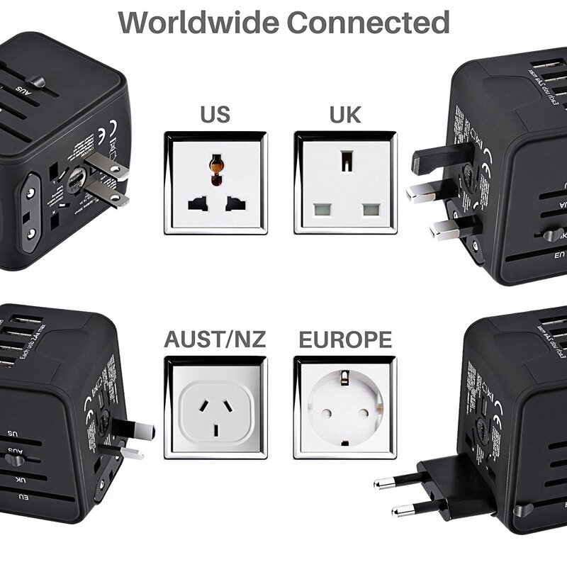 Universal Travel Adapter Power Adapter Charger International Adaptor EU/US/UK/AU Plug Wall Electric Plugs Sockets Converter