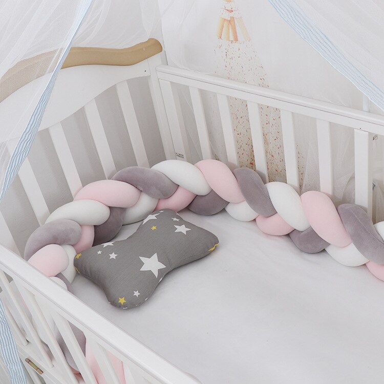 3m længde nordisk knude barneseng sengetøj sæt krybbe beskytter vugge kit sæt baby værelse dekoration: 4