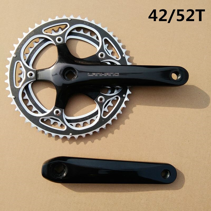 Fiets crankstel 42/52t biplate kettingblad 170 vierkante gaten crank compatibel met 7/8/9/ speed racefiets vouwfiets bmx crank tandwiel