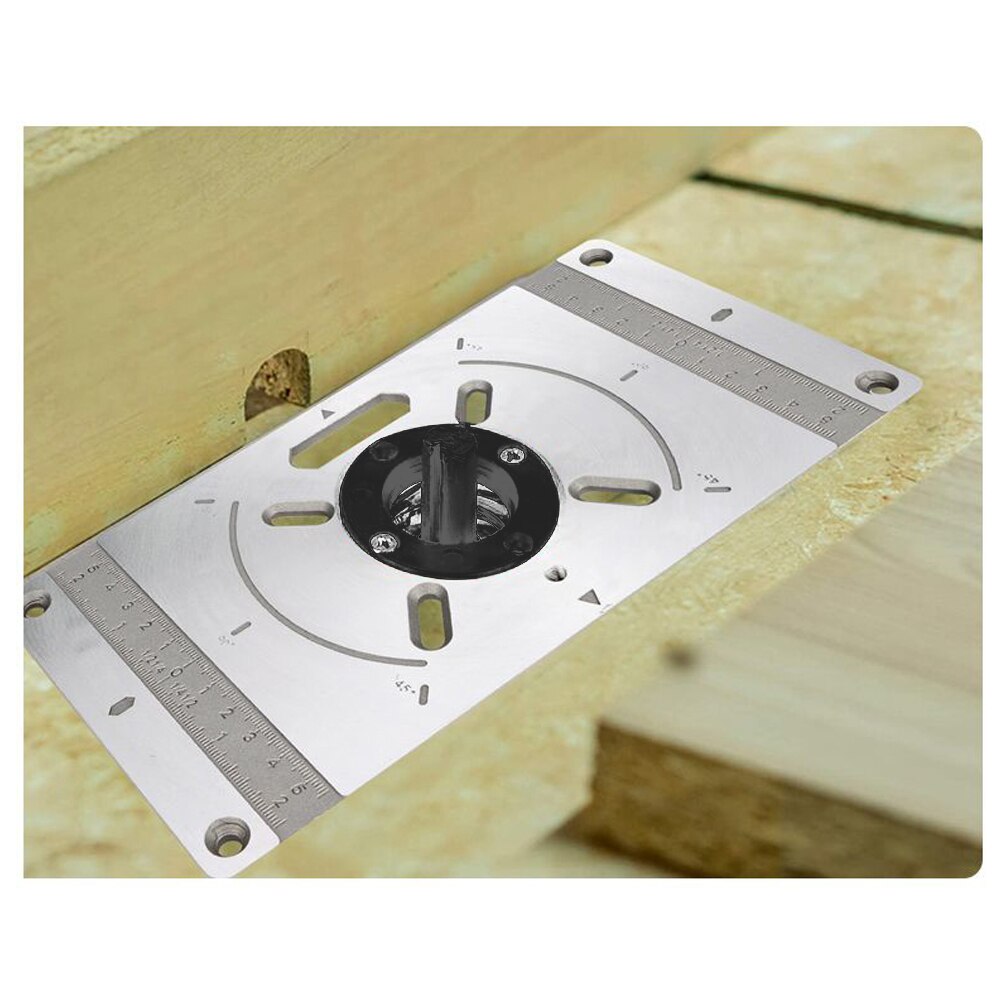 Máquina de corte de placa de inserción de mesa de Router de aleación de aluminio, herramienta de grabado, tablero abatible con 4 anillos para carpintería
