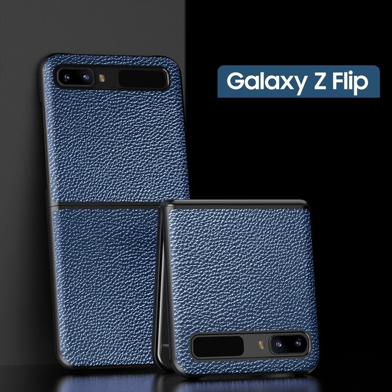 Luxus Kohlenstoff Fiber fallen Für Samsung Z kippen Litschi Getreide Kreuz Textur Leder Telefon Abdeckung Für Galaxis ZFlip Klapp Halfter: Litchi blau
