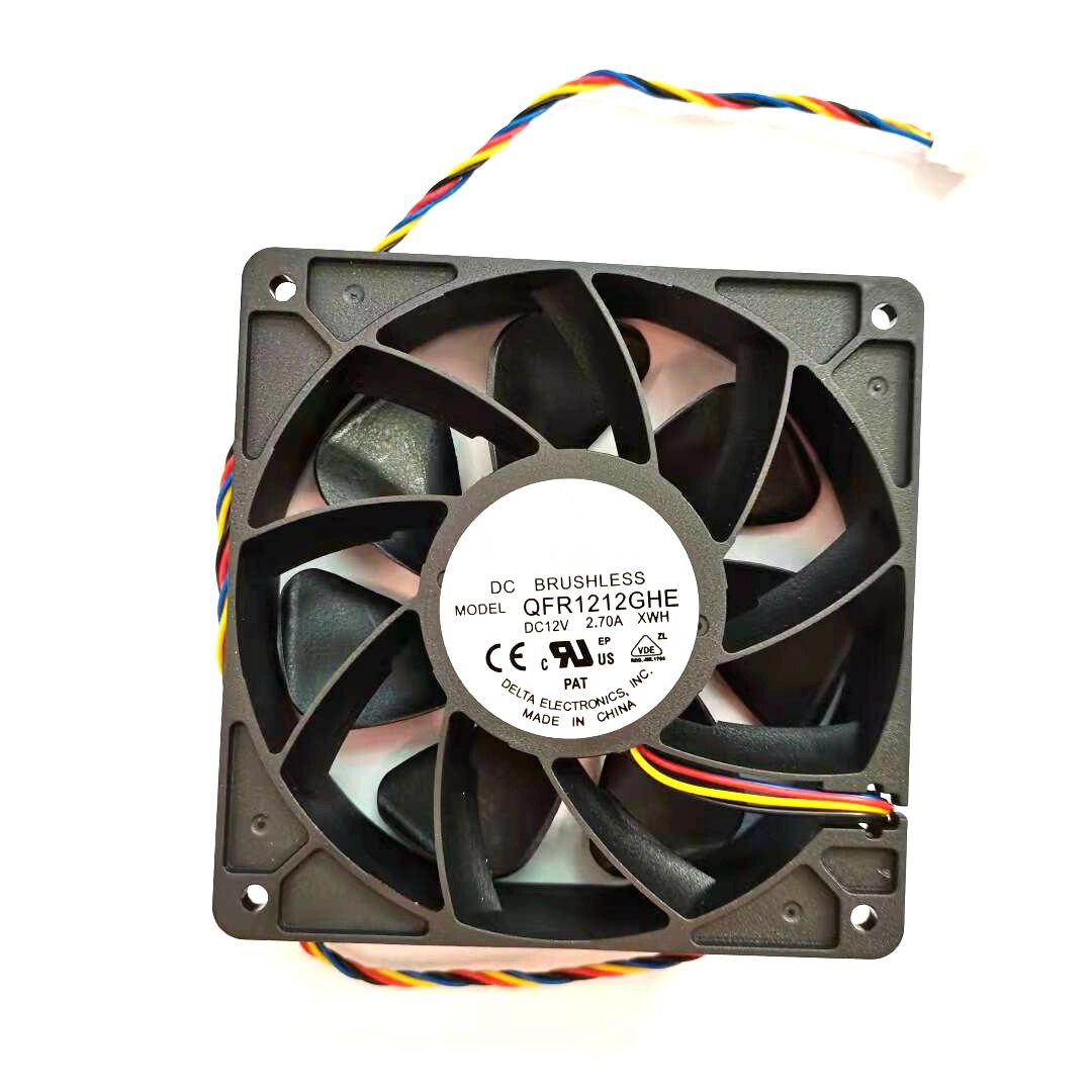 Qfr 1212 ghe pwm 6000 rpm 120*120*38mm 4 wire 12v 2.7a for  s15 s9 l3 + t9 + d5 z9 mini  s11 m3 e9 + e10 a8 + a9 841 for bitcoin miner: Default Title
