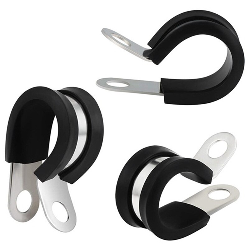 Cable Clamp,52Pcs Rubber Cushion Insulated Clamp.Stainless Steel Metal Clamp (Assortment Kit 3)
