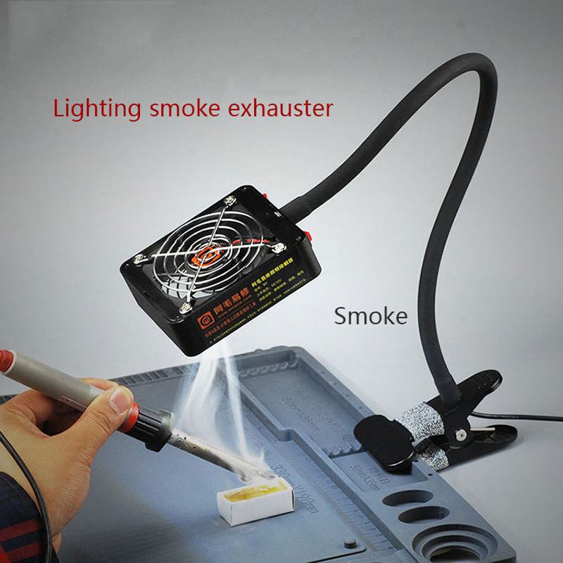 Soldering Iron Exhaust Fan Solder Smoke Exhauster Remover Fume Extractor with LED Lighting