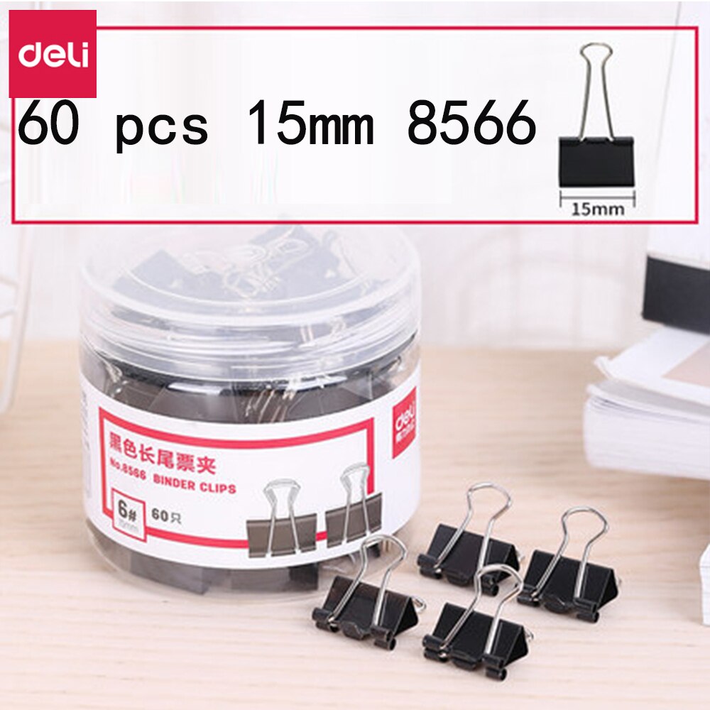 Deli Bindmiddelenklemmen Kantoorbenodigdheden Kleurrijke Metalen Bill Clip Kleine Zwaluwstaart Clip Opslag Multi-Standaard Diy Test Papier Ijzer clip: Black 15mm 60pcs