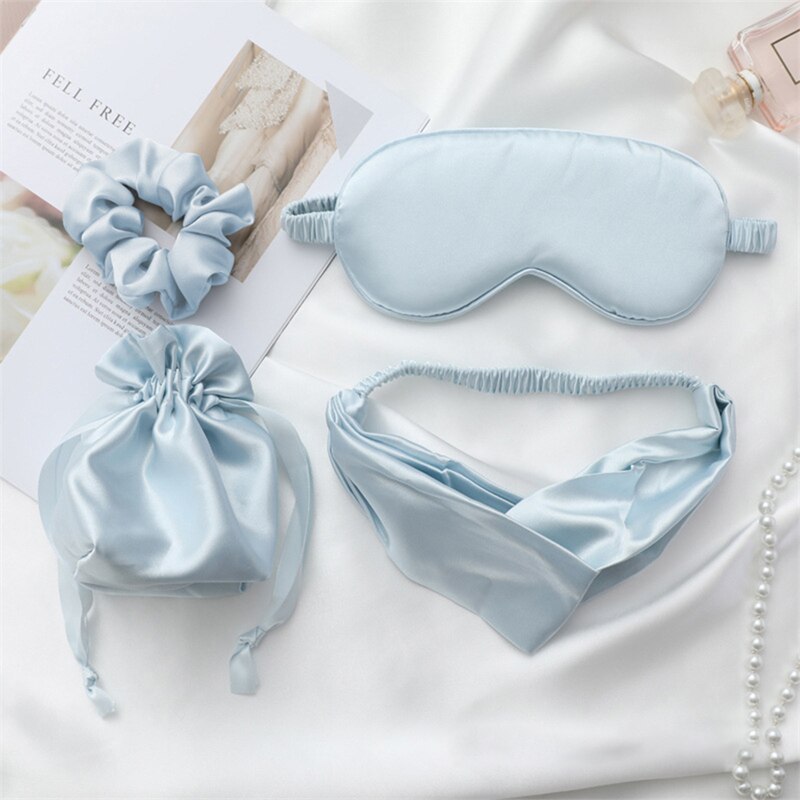 Sleeping Silk Night Eye Mask Help To Sleep Aid Blindfold With Cloth Bag Eyepatch Rest For Men Women Breathable Eye Cover