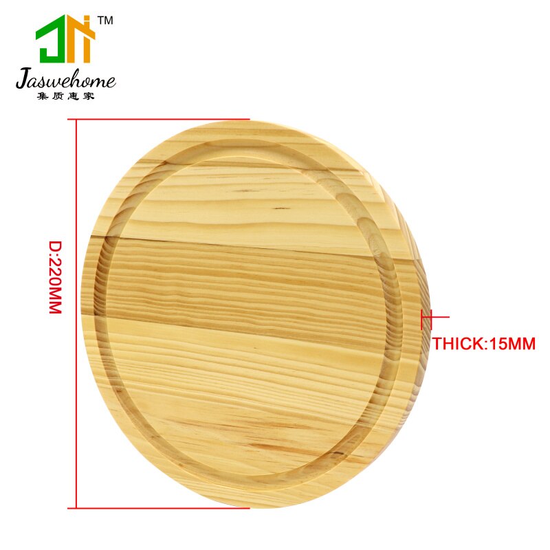 Jaswehome cheese boards pine wood round cutting board solid wood chopping block chopping board with juice groove