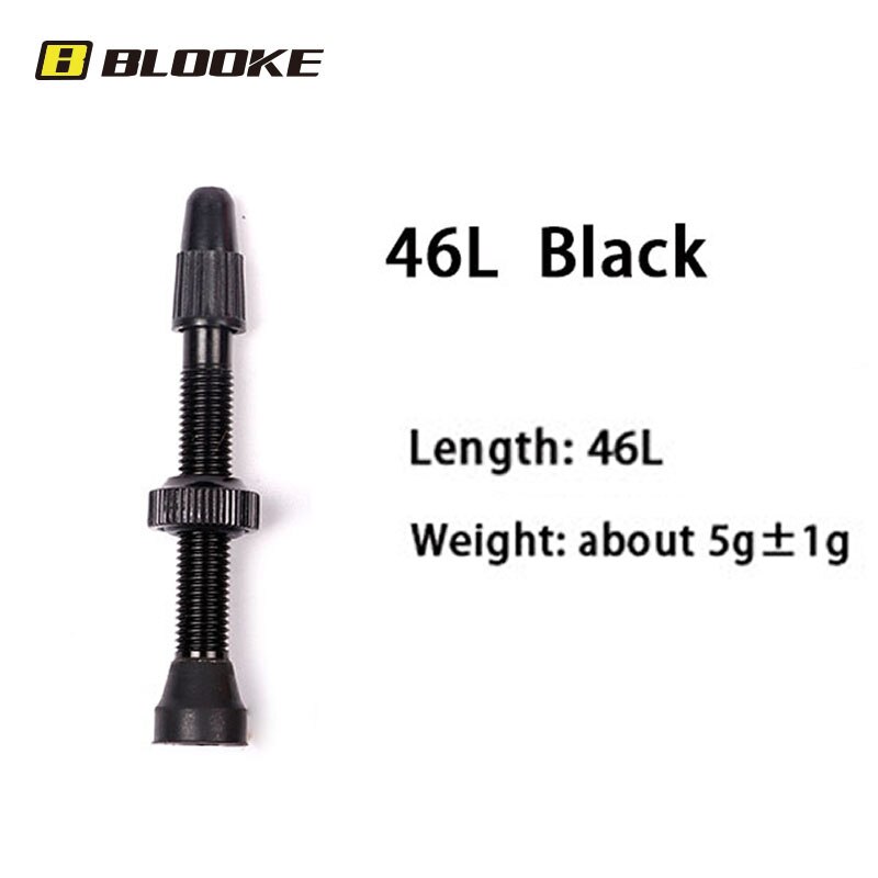 BLOOKE 34/46/60/80MM EPDM Rubber and Alloy Material Bicycle French F/V Tubeless Tire Valve Suitable For Road Bike MTB: 46L Black