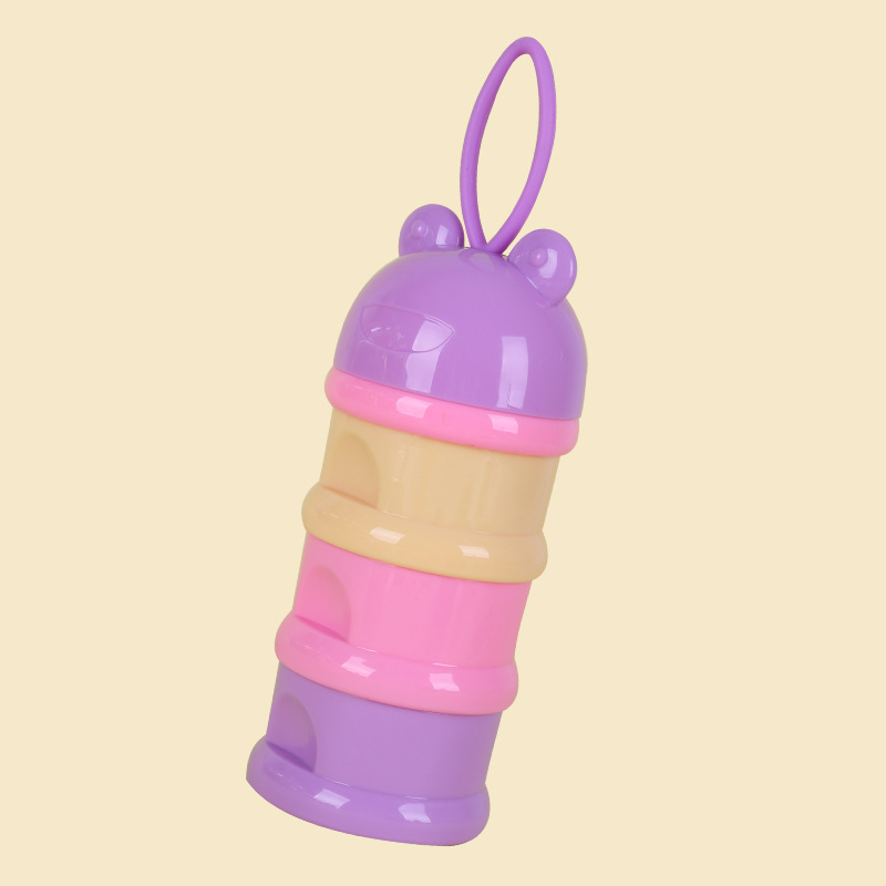 3 Layer Container for Mixture Bottle Feeding Baby Formula Breast Milk Power Storage Mix Dispenser babies Food Portable Kids Box: Frog Purple