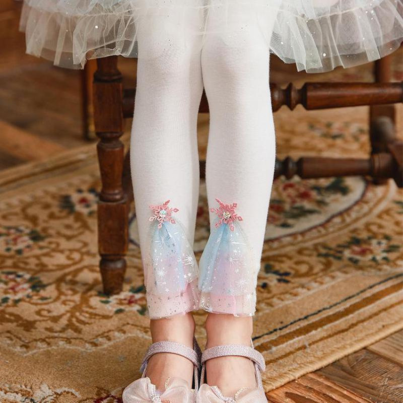 3 - 12 Jaar Meisjes Panty Broek Met Dot Mesh Bloemen Kinderen Zachte Katoenen Leggings Kinderen Elastische Taille Broek Kinderen kleding