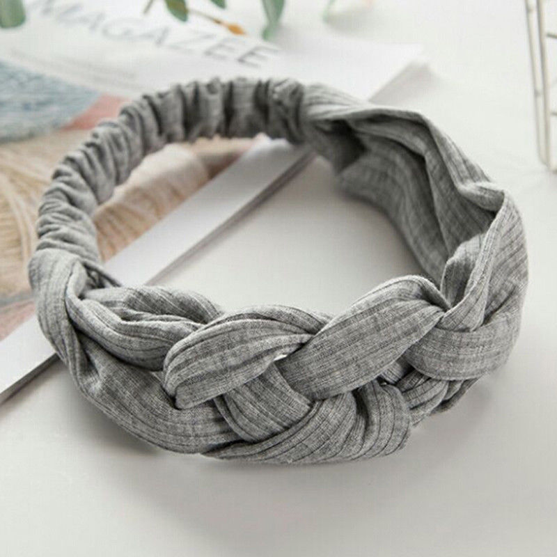 Kvinnor pannband tryck bohemisk bred turban twist kvinnor hårband flicka pannband ins bred dam huvudbonader hår accessoarer: Grå