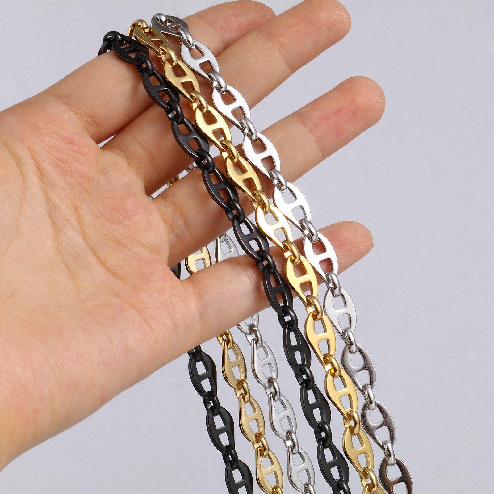 Collier en acier inoxydable, 1 pièce, breloques de nez de cochon, chaînes métalliques creuses multicolores, collier pour femmes et hommes, bijoux de 50.5cm de long