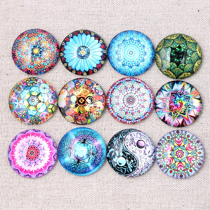 Reidgaller mix mandala patroon foto ronde dome glas cabochons 18mm 25mm 20mm 12mm 14mm 10mm diy sieraden bevindingen