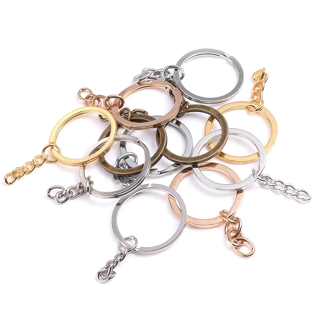 10 Stks/partij Sleutelhanger Sleutelhangers Goud Zilver Plated Sleutelhangers Met 20Mm Extension Chain Voor Sieraden Vinden Maken Levert 25/30Mm: mixcolor / 30mm