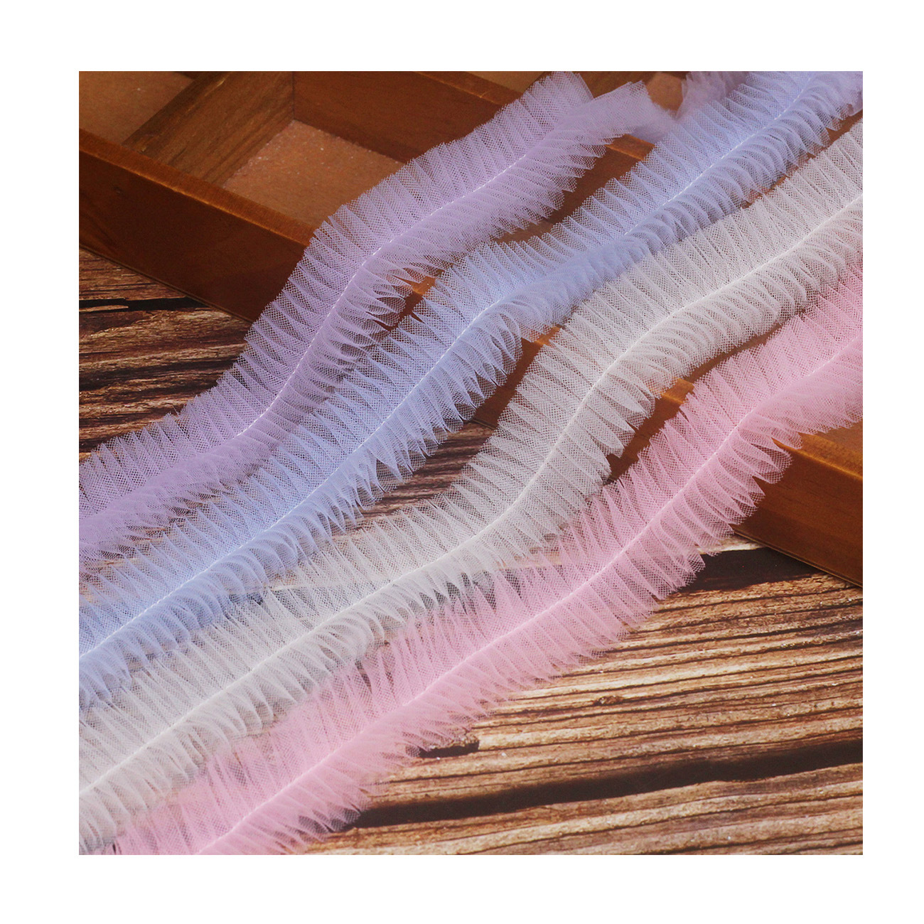 44 Meter 3 cm breiter, plissierter Spitzenbesatz, Stickerei, Rüschen, Organza-Kante zum NäHenne, Brautkleid, Kostüm, Dekoration, Basteln