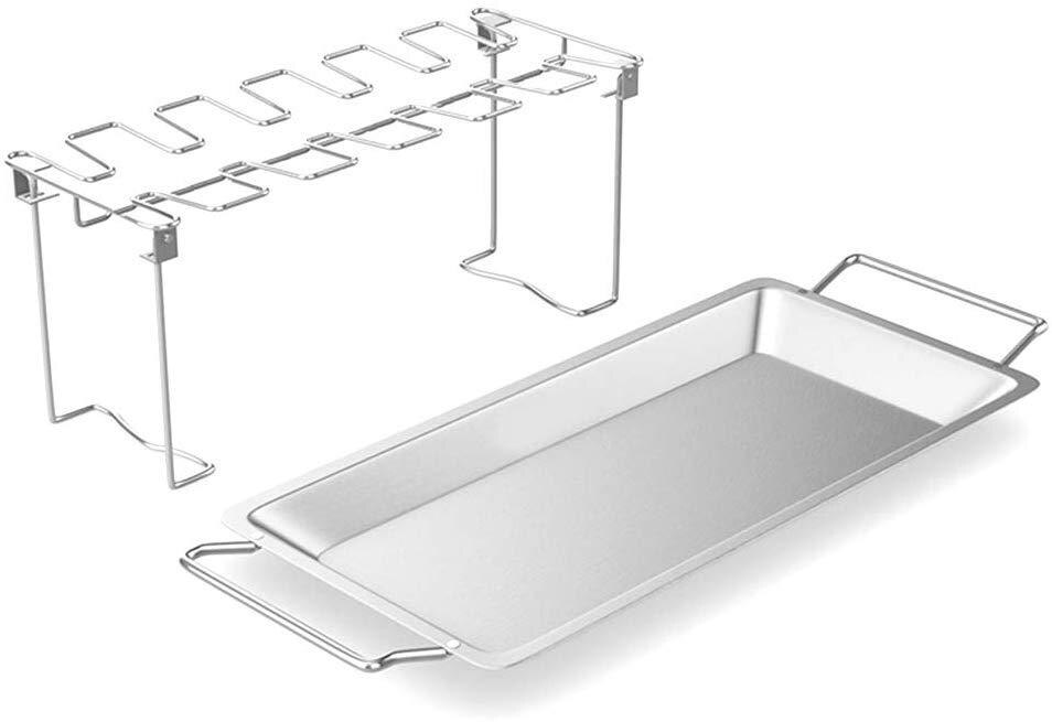 Support de jambe de poulet antiadhésif en acier inoxydable, support de gril, bac d&#39;égouttage pour BBQ, nervure de BBQ en acier au carbone, directe