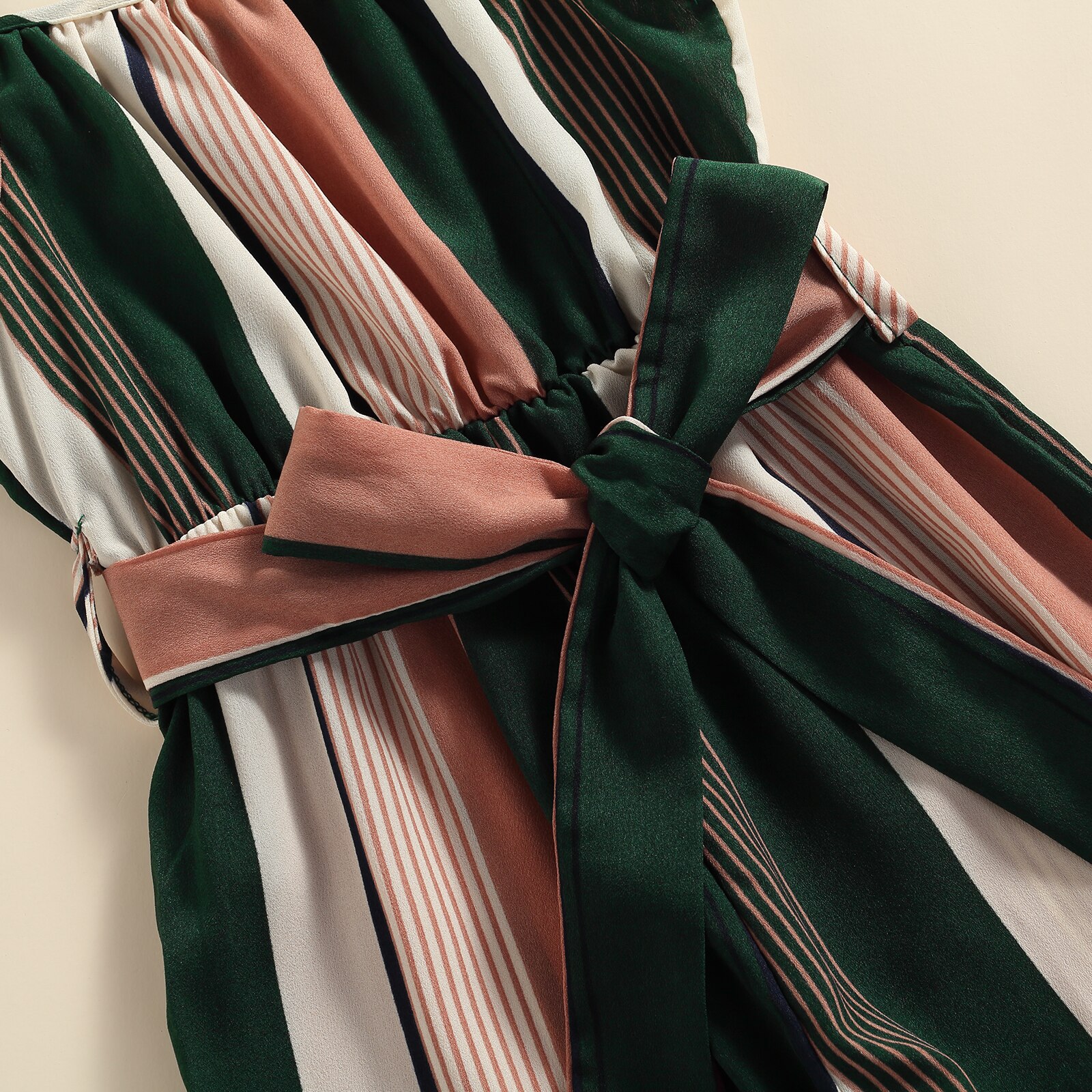 Combinaison à bretelles sans manches pour filles, décontractée, Bandage, salopette imprimée à rayures, pantalons longs, vêtements pour enfants, été