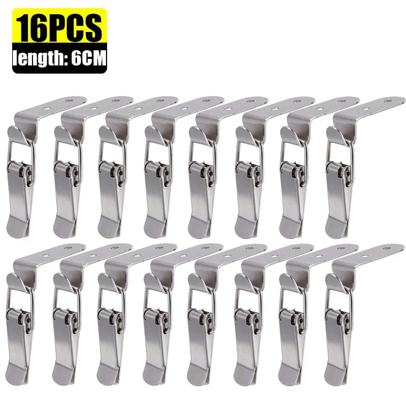 16/2PCS 90 Degree Box Closure Lock Duck-mouth Buckle Hook Spring Loaded Draw Toggle Hasps Clamp for Cabinet Door Metal Clasps: green
