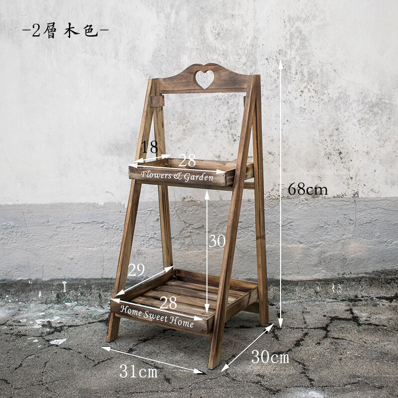 Installatie-Gratis Amerikaanse Retro Multi-Layer Massief Houten Groene Planten Ladder Bloem Stand Balkon Floor Type Ladder Plant: Wood stock