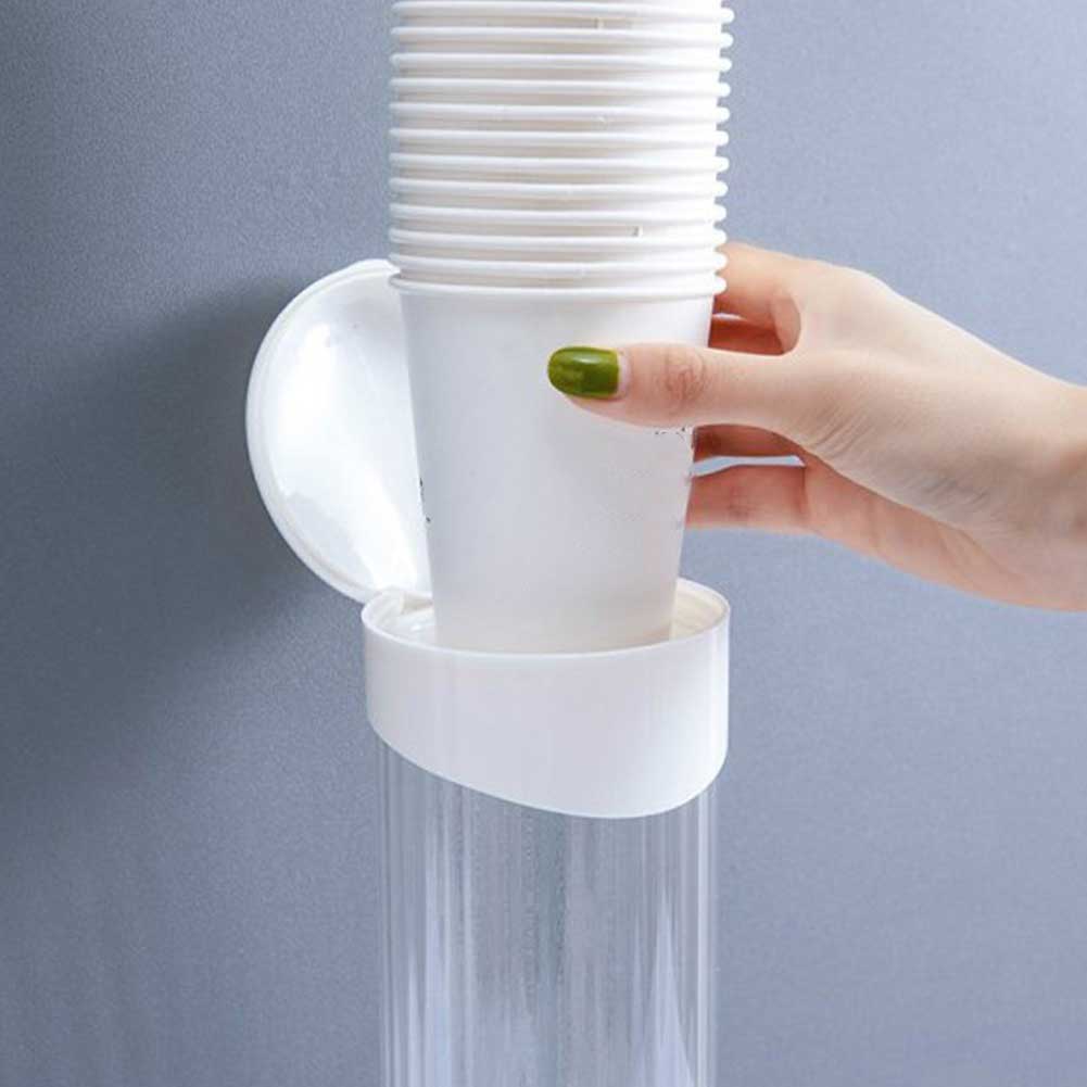Wall Mounted Container Hotel Home Office Storage Rack Dustproof Paper Cup Dispenser ABS Holder Space Saving Automatic Organizer