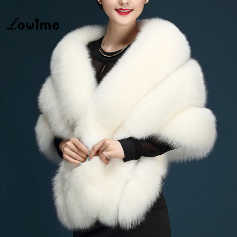 Multi Farbe Auf Lagerbier Bolero Frauen Faux Fell Hochzeit Jacke Günstige Pelz Schal Braut zucken Kap Mariage Winter Braut Mantel Neue