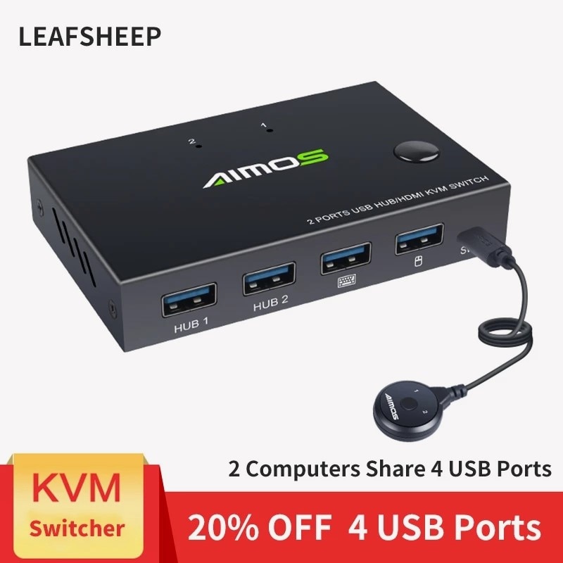 2 In 1 Out 4K Usb Hdmi Kvm Switch Box Voor 2 Pc Sharing Toetsenbord Muis Printer Plug paly Video Display Usb Swltch Splitter