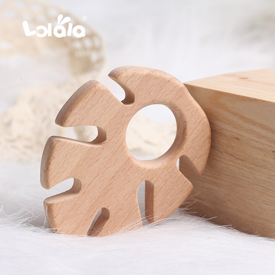 20pcs Wood Teether 20Pc Pure Natural Maple Leaf Shaped Baby Teething Nursing Beech Teether Baby DIY Pendant Toy Christmas