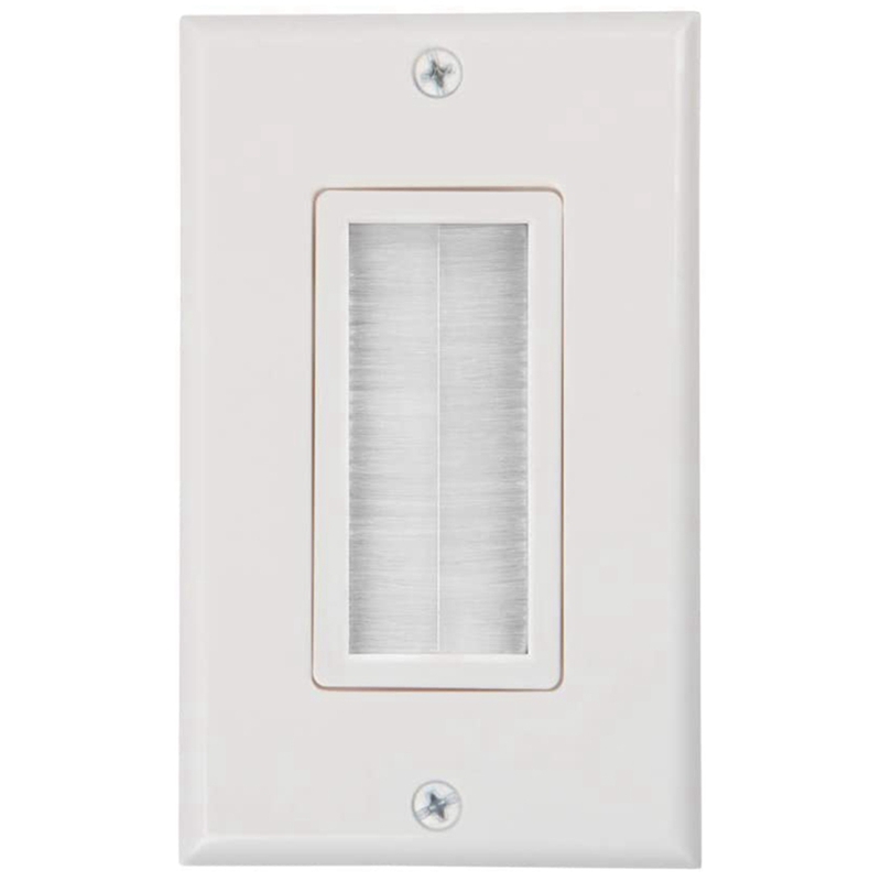 Brush Wall Plate,Decora Style, Cable Pass Through Insert For Wires, Single Gang Cable Access Strap,Wall Socke