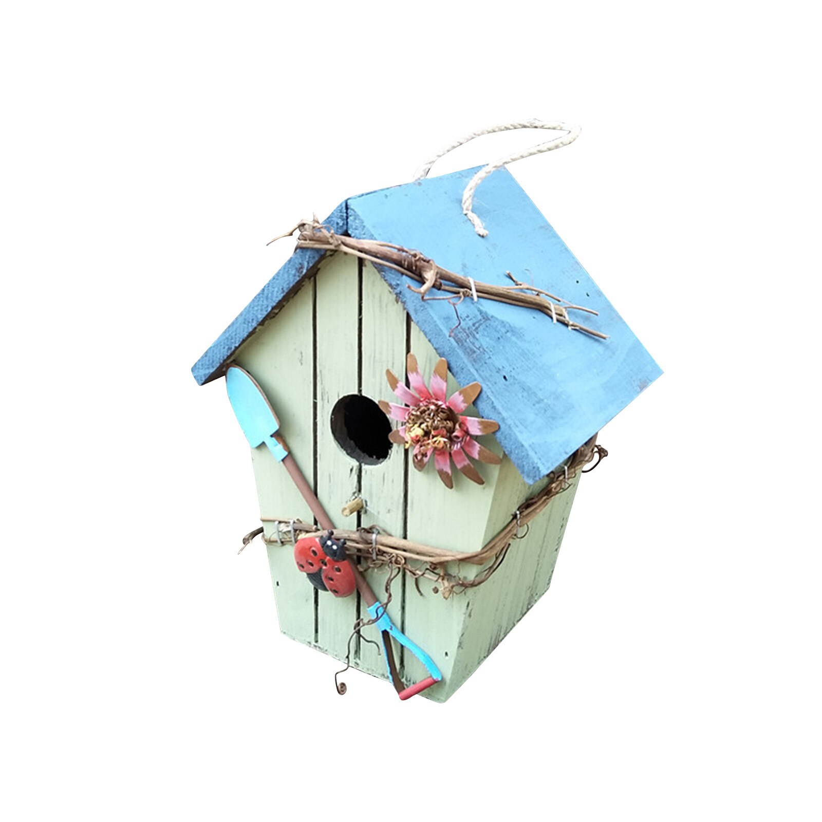 Grand nid Dox maison d'oiseau, boîte en bois faite à la main, Cage d'extérieur, maison d'oiseaux, décoration de jardin suspendue: E