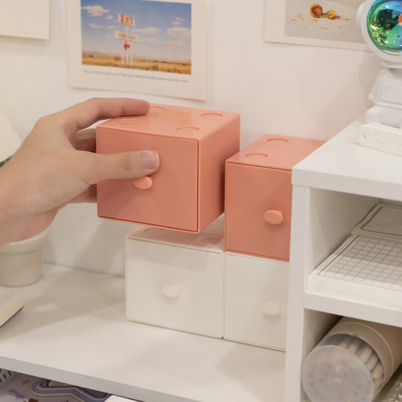 Opslag Lade Bureau Opbergdoos Bestand Puin Rack Cosmetische Kast Thuis Kantoorbenodigdheden Plastic Stapelbaar Snoep Effen Kleur