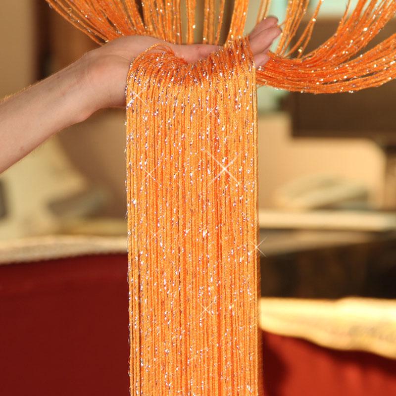 1 peça 100x200cm corda de glitter decorativa porta cortina contas divisória sala borla tecido poliéster painel janela 1x2m