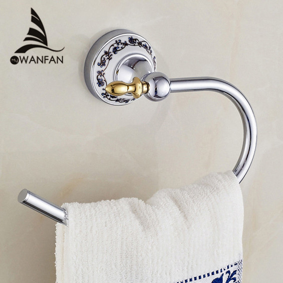 Toalleros de Metal cromado para baño, soporte de barra de toalla, perchas de almacenamiento, accesorios de cerámica montados en la pared, 6707