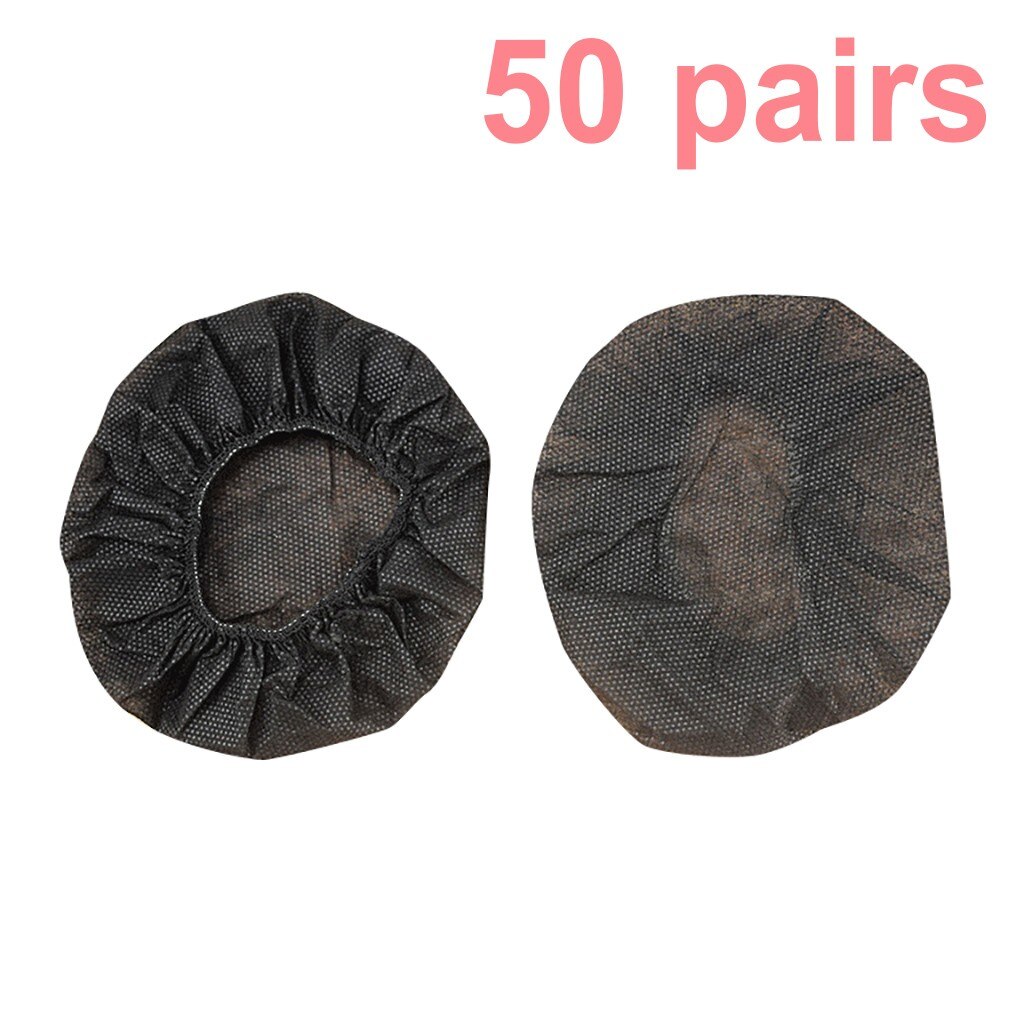 100 pcs Disposable Hygienic Sanitary Earpads Ear pads Dust Covers Cushions Stretchable Fabric for Small Headphones and All Super: Black