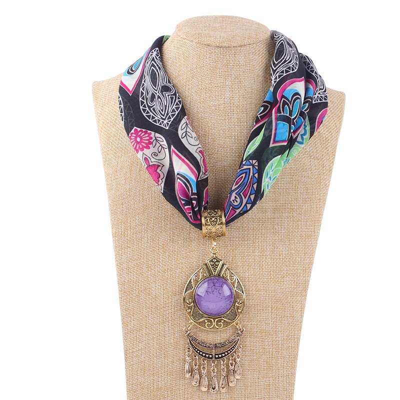 NEUE Anhänger Halsketten Chiffon Schmuck Schal Frau/Damen Jahrgang Lange Quaste Halsband Schal Boho Foulard Weibliche