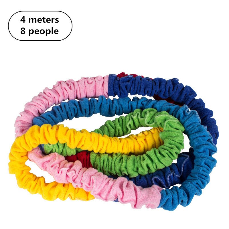 Outdoor Team Cooperation Work Develop Sport Toys Elasticity Rope Circle Southeast Northwest Running Push Game Sensory Rope: 4 meters 8 people