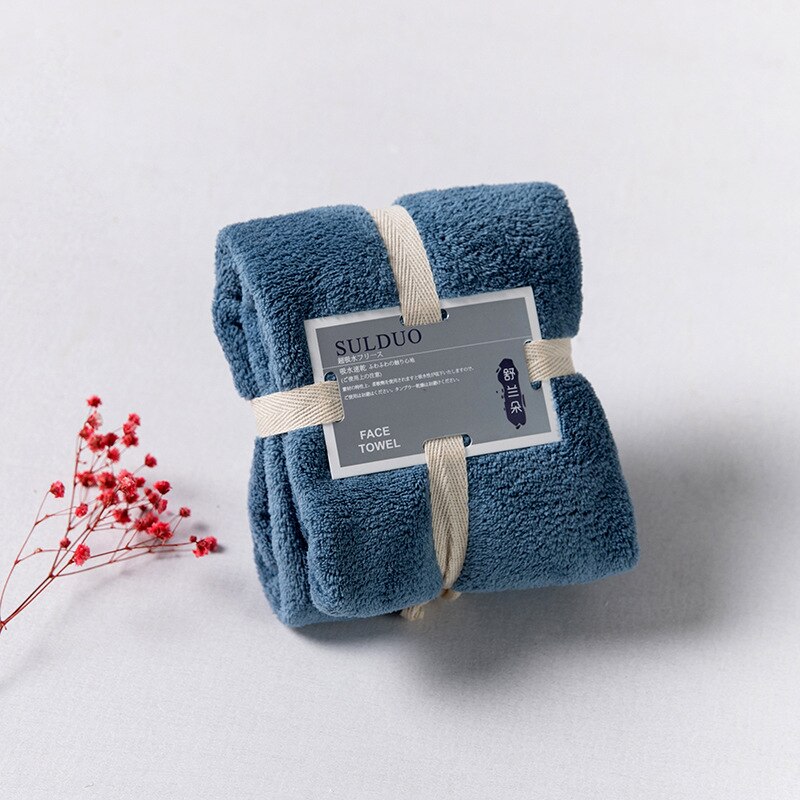 Dikker Microfiber Koraal Fluwelen Droog Haar Handdoek Zachte Super Absorberende Gym Yoga Volwassen Douche Quick Droog Thuis Keuken Gezicht handdoek: deep blue