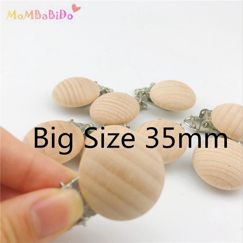 20Pcs Hout Babyfopspeen Clips Fopspeen Clip Verpleging Accessoires Diy Dummy Fopspeen Baby Veilig Tandjes Houten Fopspeen Clip: 35mm