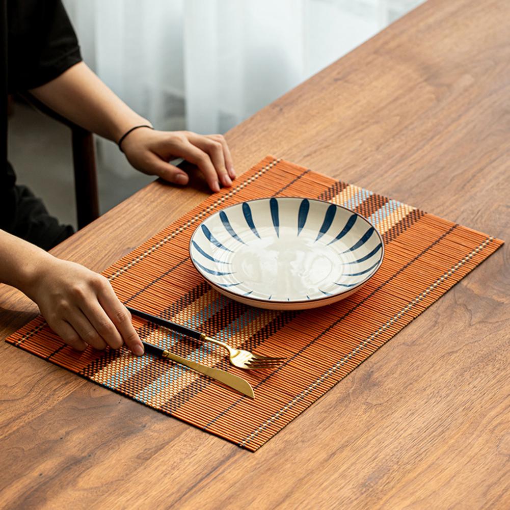 Vedenpitävä kevyt pöytä koristeellinen bambu tabletti lasinalus pöytä matto koriste tee tarvikkeet kodin keittiön matto