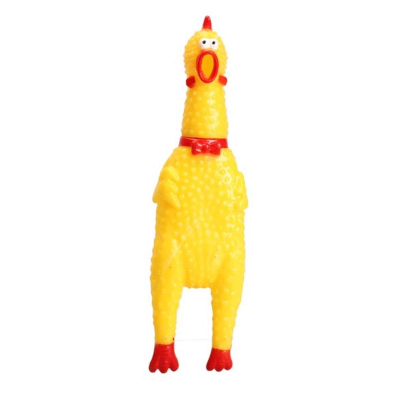 17cm Gelb Schreien Gummi Huhn Spielzeug Druck Linderung quietschen Quietscher Welpen Kauen quietschen Entlüftung Spielzeug