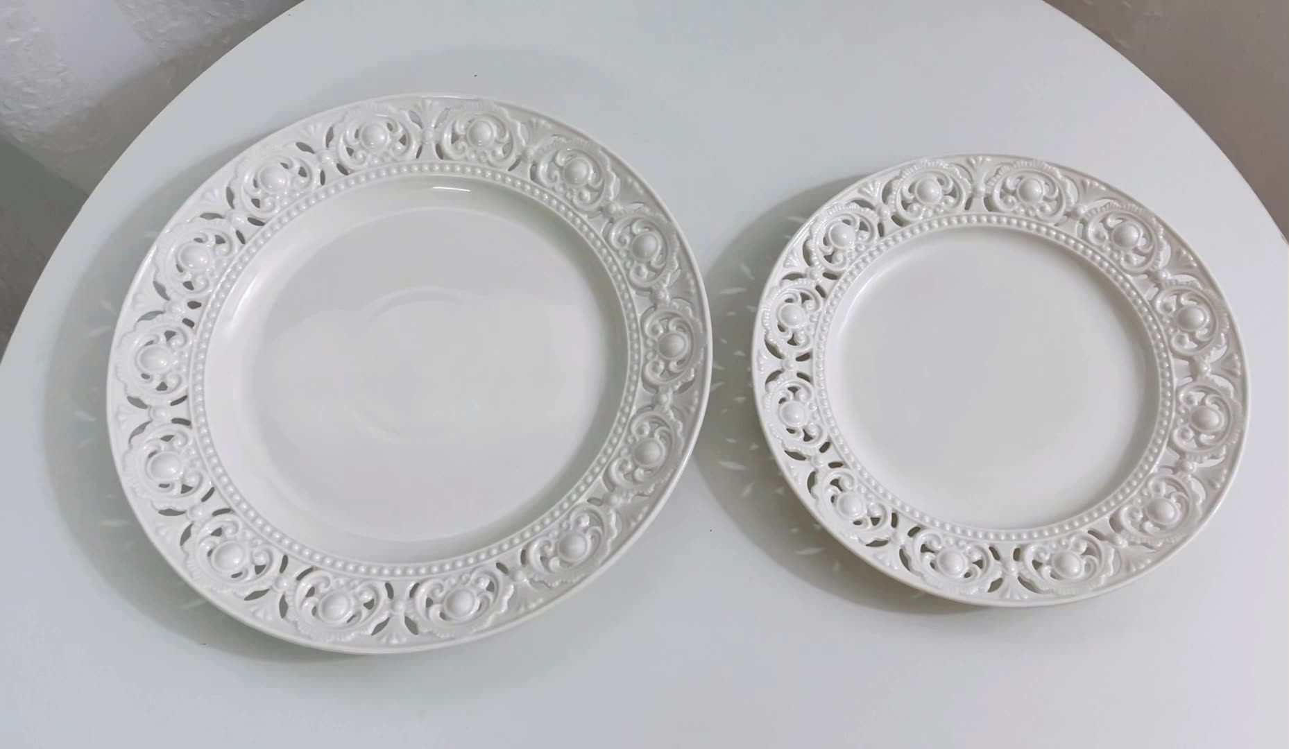 4size Dishes for Serving White Ceramic French Salad Plates for Food Luminarc Plate Ceramics Lefard Tableware Set of Plates Bowl