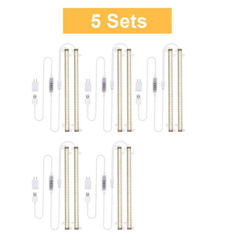 LED Wachsen Licht Streifen 20W Gesamte Spektrum Timer 3200K Phyto Lampe Weiß Licht Für drinnen Pflanzen Regal Orchideen anbau Phytolamp: 5 setzt / EU