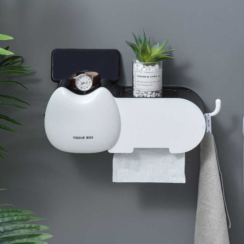 Creativity Toilet Paper Holders Wall Mount Cartoons Durable Tissue Box Holder Bathroom Wc Rolhouder Bathroom Accessories: white