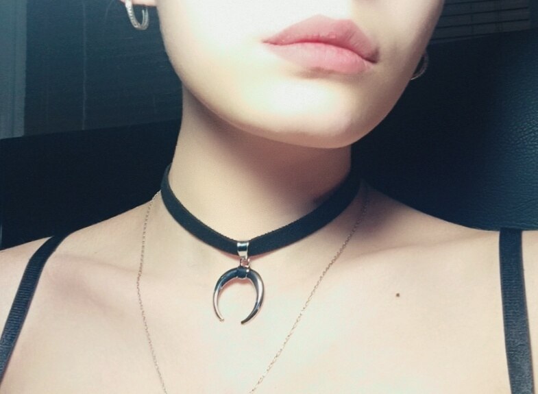 Vrouwen Zwarte Punk Choker Kraag Ketting Goth Fluwelen Choker Ketting Maan Pendientes Party Club Sexy Gothic Femme Sieraden