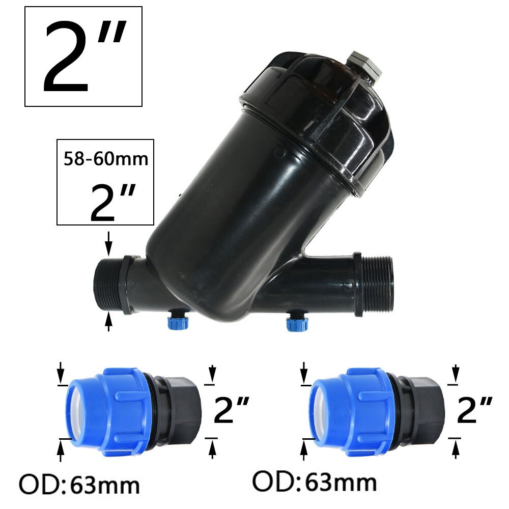 120 Mesh Irrigation Filter 1/2 3/4 1.2 1.5 2 Inch Garden Watering Metal Net Filter Screen Sprayer Gardening Drip Irrigation tool: 2 Inch x 63mm