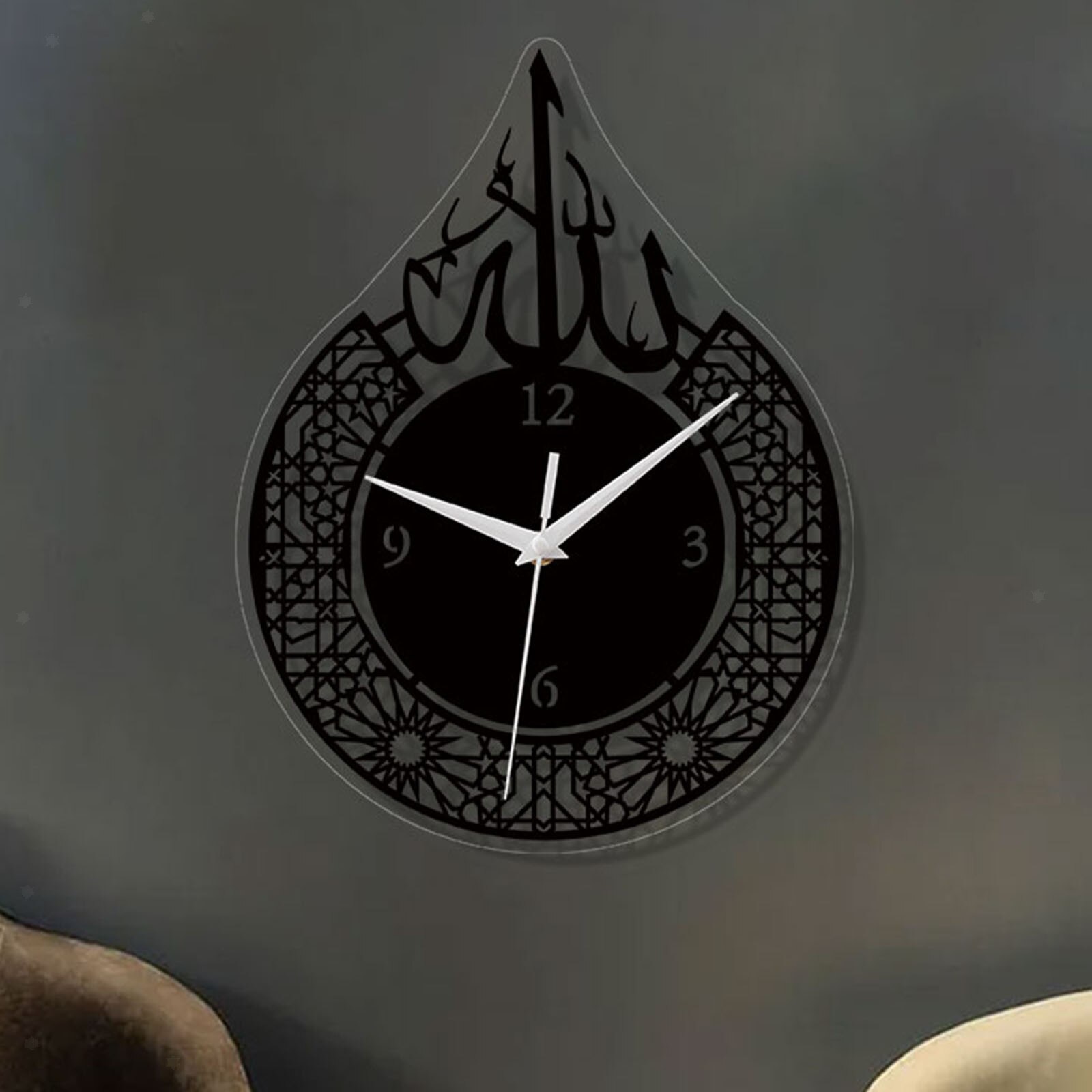 Horloge murale à Quartz islamique silencieuse, pendule musulman, décoration du Ramadan, horloge mobile, yeux de queue atomiques flexibles