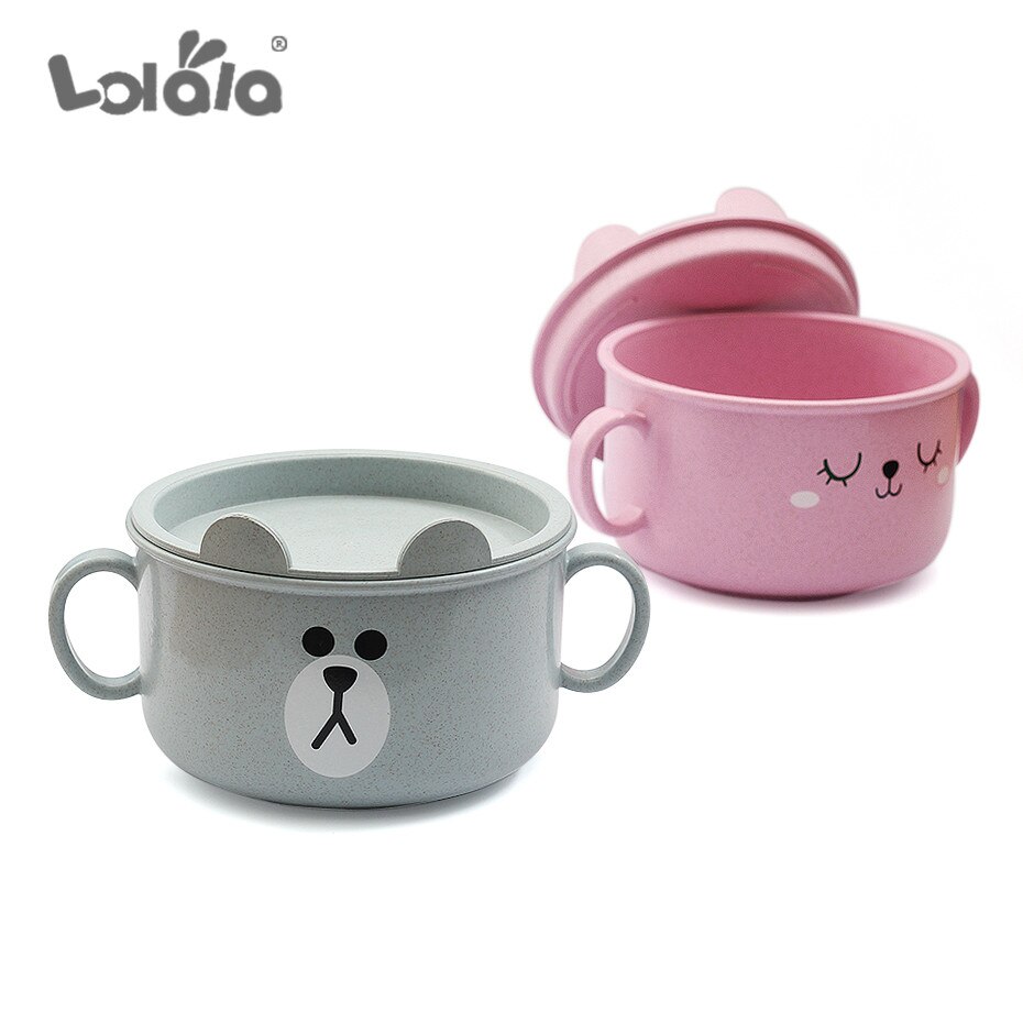 Kids Baby Plate Dishes Bowl With Material of wheat Platycodon grandiflorum Feeding Food Plate Tray Dishes For Baby Toddler Cute