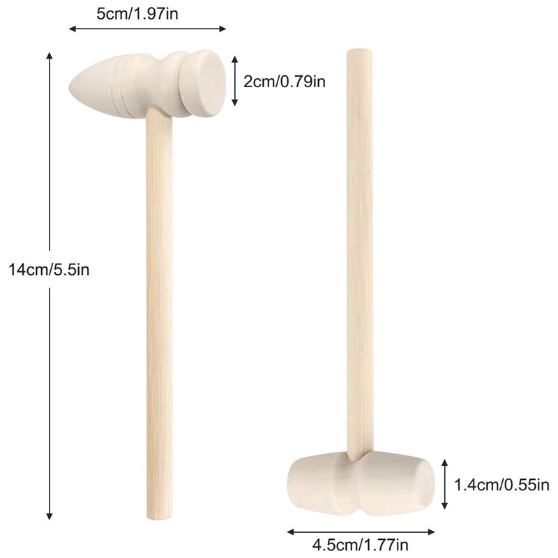 20 Pcs Mini Wooden Hammers Crab Lobster Mallets Hardwood Mallet Pounding Toy Shellfish Hammer Seafood Hammer Chocolate