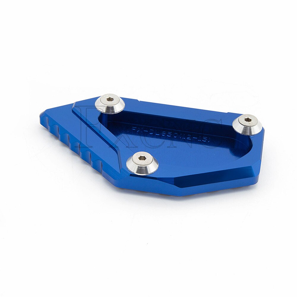 CNC-soporte lateral para motocicleta, placa de Aluninum, pata de cabra para Suzuki DL650, V-STROM, VStrom, , almohadillas de extensión de soporte: Blue